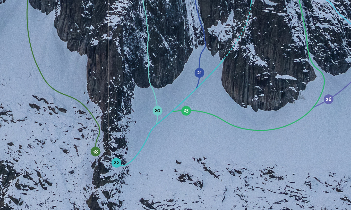 Envers des Aiguilles de Chamonix (hiver)